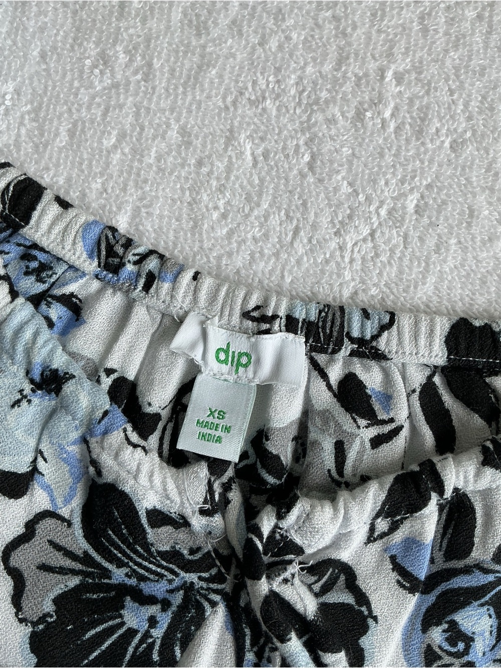 dip White Dress with Blue & Black Floral Print - Picture 7 of 11